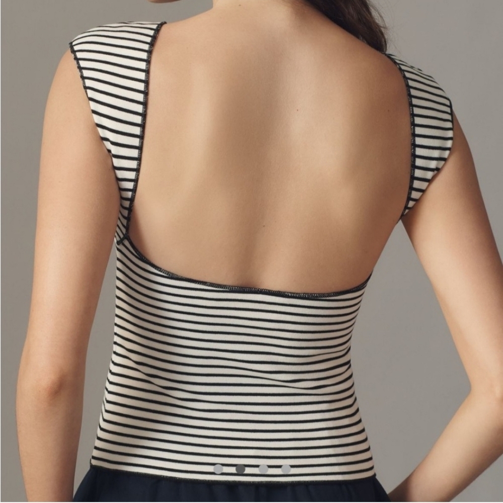 Anthropologie Maeve Black and White Striped Top New With Tags!